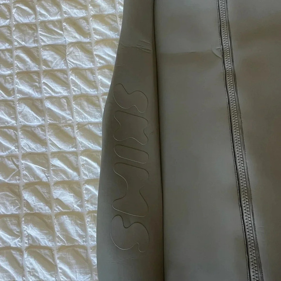 Skims gray rubberized scuba swim front zip mock neck dress - Picture 4 of 11